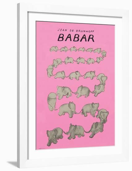 Babar The Pink Carousel-Jean de Brunhoff-Framed Art Print