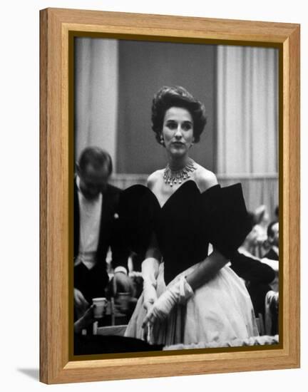 Babe Paley Clad in Elegant Evening Gown While Attending Pres. Dwight Eisenhower's Inaugural Ball-Alfred Eisenstaedt-Framed Premier Image Canvas