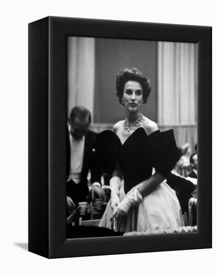 Babe Paley Clad in Elegant Evening Gown While Attending Pres. Dwight Eisenhower's Inaugural Ball-Alfred Eisenstaedt-Framed Premier Image Canvas