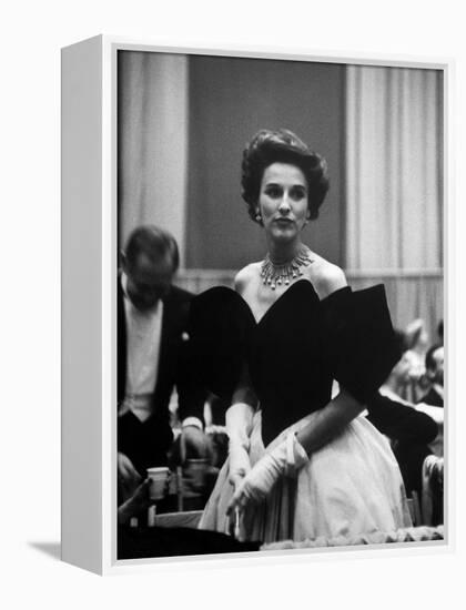 Babe Paley Clad in Elegant Evening Gown While Attending Pres. Dwight Eisenhower's Inaugural Ball-Alfred Eisenstaedt-Framed Premier Image Canvas