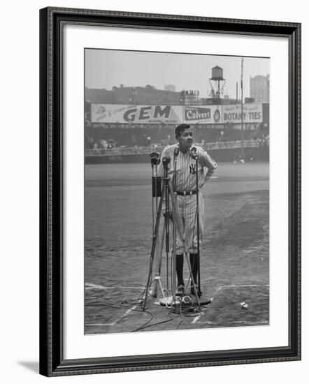 Babe Ruth at New York Yankees' 25th Anniversary-Cornell Capa-Framed Premium Photographic Print