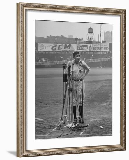 Babe Ruth at New York Yankees' 25th Anniversary-Cornell Capa-Framed Premium Photographic Print