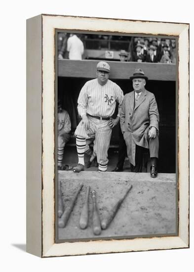 Babe Ruth in a Ny Giants Uniform with Giants Manager John Mcgraw, Oct. 23, 1923-null-Framed Stretched Canvas