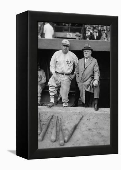 Babe Ruth in a Ny Giants Uniform with Giants Manager John Mcgraw, Oct. 23, 1923-null-Framed Stretched Canvas