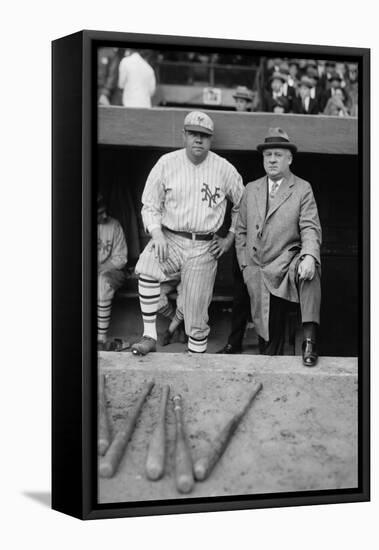 Babe Ruth in a Ny Giants Uniform with Giants Manager John Mcgraw, Oct. 23, 1923-null-Framed Stretched Canvas