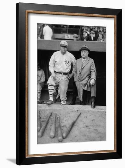 Babe Ruth in a Ny Giants Uniform with Giants Manager John Mcgraw, Oct. 23, 1923-null-Framed Premium Photographic Print