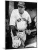Babe Ruth in the New York Yankees Dugout at League Park in Clevelenad, Ohio, 1934-null-Mounted Art Print