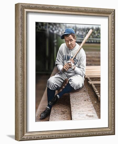 Babe Ruth Sitting on Top Step-Darryl Vlasak-Framed Giclee Print