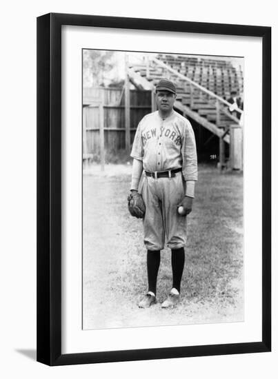 Babe Ruth Stands at Miami Field, March 16, 1920-null-Framed Photographic Print