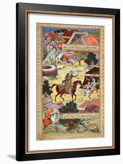 Babur Carrying a Torch Riding Drunk Through the Camp After a Celebration Party On a Boat (1519)-Shankar Gujarati-Framed Giclee Print