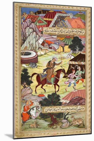Babur Carrying a Torch Riding Drunk Through the Camp After a Celebration Party On a Boat (1519)-Shankar Gujarati-Mounted Giclee Print