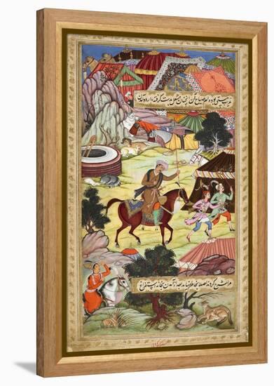 Babur Carrying a Torch Riding Drunk Through the Camp After a Celebration Party On a Boat (1519)-Shankar Gujarati-Framed Premier Image Canvas