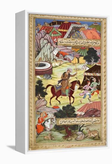Babur Carrying a Torch Riding Drunk Through the Camp After a Celebration Party On a Boat (1519)-Shankar Gujarati-Framed Premier Image Canvas