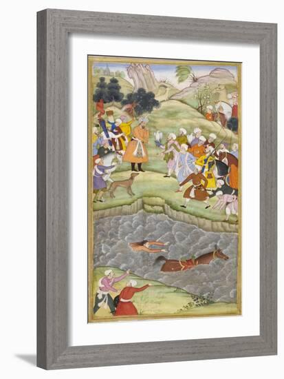 Babur Standing On the Banks Of the Ganges Where He Flung Himself When His Horse Lost Its Footing-Gwaliori Nand-Framed Giclee Print