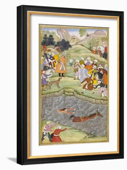 Babur Standing On the Banks Of the Ganges Where He Flung Himself When His Horse Lost Its Footing-Gwaliori Nand-Framed Giclee Print