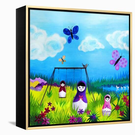 Babushka Play-null-Framed Stretched Canvas