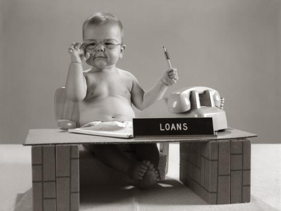 Baby At Desk Playing Loan Officer Photographic Print By H Armstrong Baby At Desk Playing Loan Officerby H Armstrong Roberts