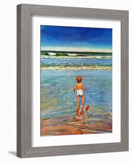 "Baby at the Beach," July 23, 1949-Austin Briggs-Framed Giclee Print