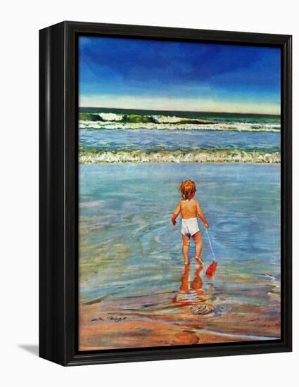 "Baby at the Beach," July 23, 1949-Austin Briggs-Framed Premier Image Canvas