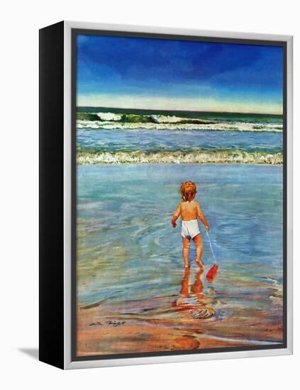 "Baby at the Beach," July 23, 1949-Austin Briggs-Framed Premier Image Canvas