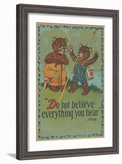 Baby Bear Telling Fish Tale-null-Framed Art Print