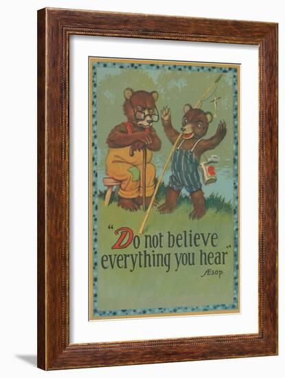 Baby Bear Telling Fish Tale-null-Framed Art Print