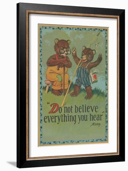 Baby Bear Telling Fish Tale-null-Framed Art Print