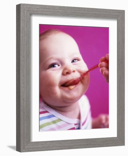 Baby Being Fed Baby Food-Alexandra Grablewski-Framed Photographic Print