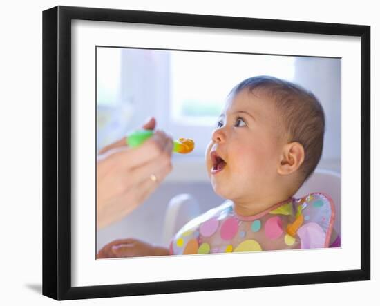 Baby Being Fed Baby Food-null-Framed Photographic Print