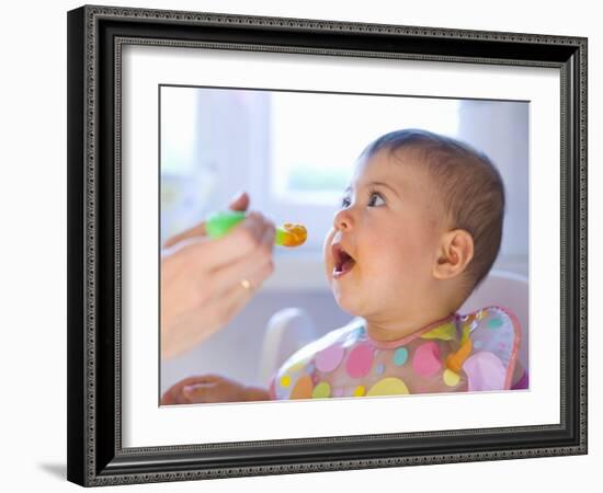 Baby Being Fed Baby Food-null-Framed Photographic Print