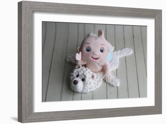 Baby Boy on Bear Rug-null-Framed Photographic Print