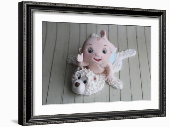 Baby Boy on Bear Rug-null-Framed Photographic Print