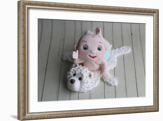 Baby Boy on Bear Rug-null-Framed Photographic Print