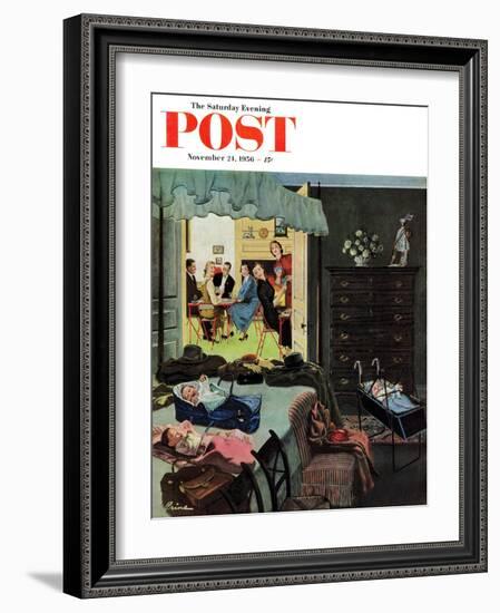 "Baby Bridge Party" Saturday Evening Post Cover, November 24, 1956-Ben Kimberly Prins-Framed Giclee Print