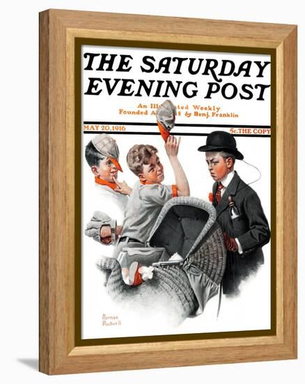 "Baby Carriage" Saturday Evening Post Cover, May 20,1916-Norman Rockwell-Framed Premier Image Canvas