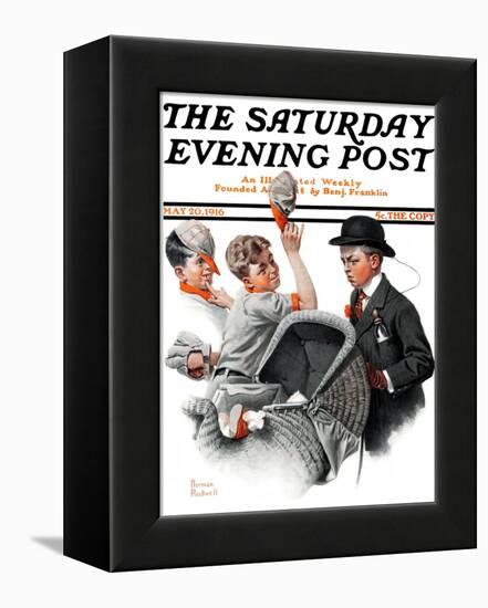 "Baby Carriage" Saturday Evening Post Cover, May 20,1916-Norman Rockwell-Framed Premier Image Canvas