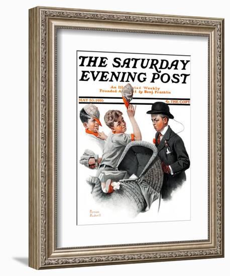 "Baby Carriage" Saturday Evening Post Cover, May 20,1916-Norman Rockwell-Framed Giclee Print