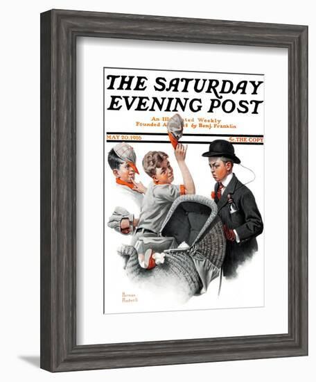 "Baby Carriage" Saturday Evening Post Cover, May 20,1916-Norman Rockwell-Framed Giclee Print