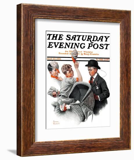 "Baby Carriage" Saturday Evening Post Cover, May 20,1916-Norman Rockwell-Framed Giclee Print