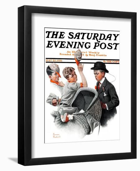 "Baby Carriage" Saturday Evening Post Cover, May 20,1916-Norman Rockwell-Framed Giclee Print