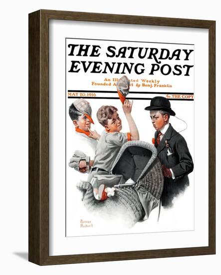 "Baby Carriage" Saturday Evening Post Cover, May 20,1916-Norman Rockwell-Framed Giclee Print