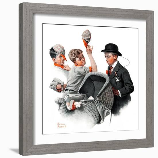 "Baby Carriage" Saturday Evening Post Cover, May 20,1916-Norman Rockwell-Framed Giclee Print