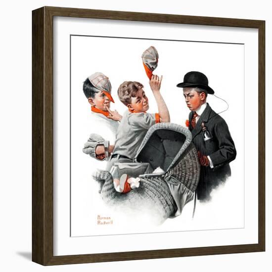 "Baby Carriage" Saturday Evening Post Cover, May 20,1916-Norman Rockwell-Framed Giclee Print