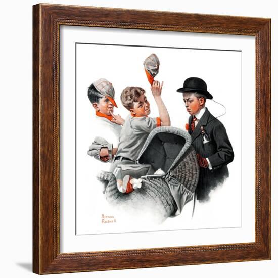 "Baby Carriage" Saturday Evening Post Cover, May 20,1916-Norman Rockwell-Framed Giclee Print