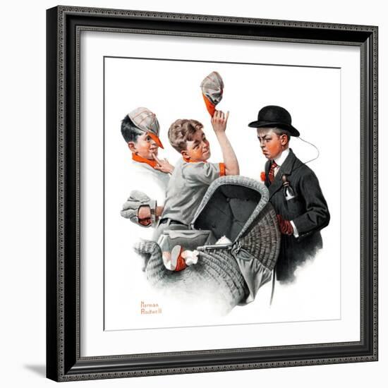 "Baby Carriage" Saturday Evening Post Cover, May 20,1916-Norman Rockwell-Framed Giclee Print