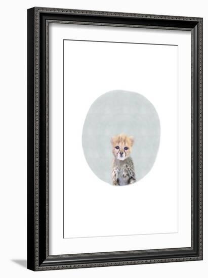 Baby Cheetah Circle-Leah Straatsma-Framed Art Print