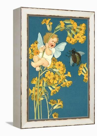 Baby Cherub Crying at Scarab-null-Framed Stretched Canvas