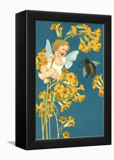 Baby Cherub Crying at Scarab-null-Framed Stretched Canvas