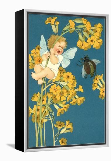 Baby Cherub Crying at Scarab-null-Framed Stretched Canvas