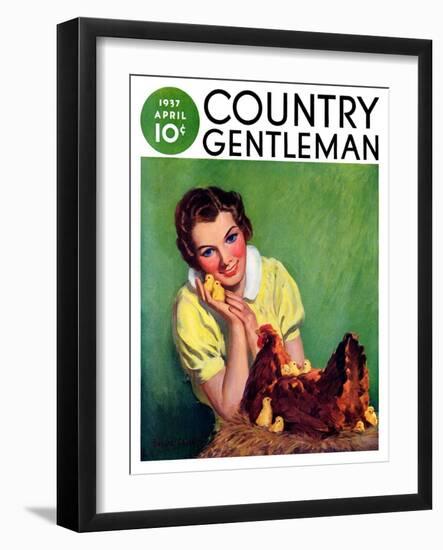 "Baby Chicks," Country Gentleman Cover, April 1, 1937-Tom L. Chore-Framed Giclee Print